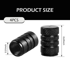 Zikefest 4PCS Tire Valve Stem Caps, Aluminum Alloy Tire Valve Stem Cap Cover, Leak-Proof Valve Cover, Universal for Car Truck Motorcycle SUV Bike (Black)