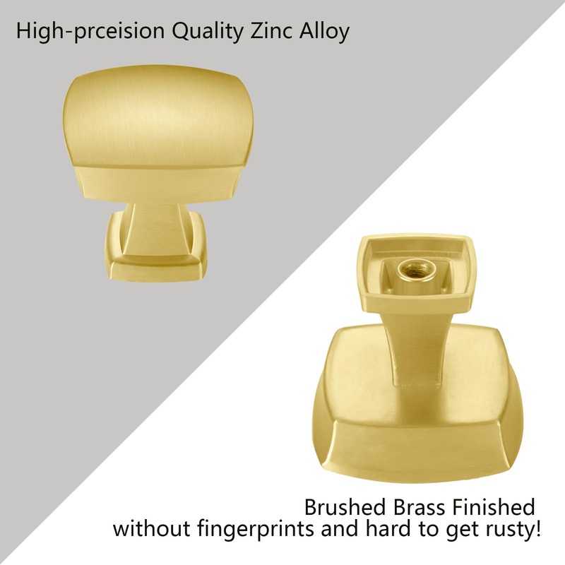 BIGLUFU 12Pcs Cabinet Knobs Square Solid Brass Drawer Vintage Retro