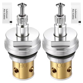Enhon Hot Cold Stem Compatible with Kohler 6N-7H and 6N-7C, Compatible with Kohler Tub and Shower Faucets, for 2 Handle Bathroom Faucets, Brass and Chrome