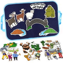 CHEFAN Felt/Flannel Board Story Set of 4, PRECUT Felt Pieces for Preschool Toddlers, Stone Soup, The Three Billy Goats Gruff, Jack and Beanstalk, The Boy Who Cried Wolf