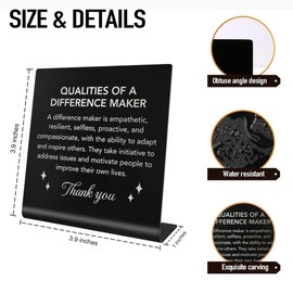 PUVOXHO Difference Maker Stainless Steel Sign Desk Decor for Home Office Women Men, Thank You Leaving Gifts for Social Worker Friends Boss Mentor Teacher Nurse Doctor, Difference Maker Gifts
