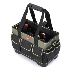 Justzon Tool tote bag with handle, Tool bag organizer, electrical tool bags, HVAC tool bag, Tool caddy, Tool bags for electricians, Electrical and maintenance tool bag (17inch)
