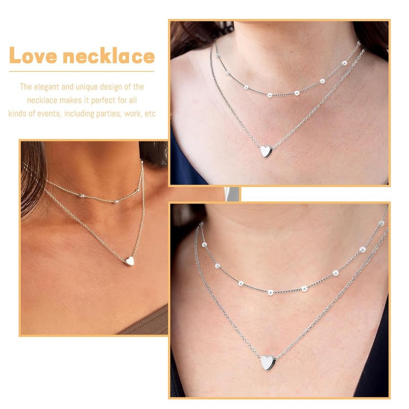 FMYODWU Heart Necklace Women's Silver Chain Heart for Women Girls