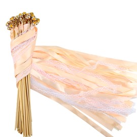 32 Pieces Wedding Wands Wedding Wands Wedding Streamers Wedding Walls with Bell and Wooden Sticks for Weddings, Birthdays, Christmas, Baby Showers.