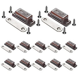 12 Pack Cabinet Magnets Magnetic Door Catch for Kitchen Bathroom Cupboard Wardrobe Closet Closures Cabinet Door Drawer Latch 15 lbs Screws Included (Brown)