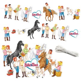 Papierdrachen Birthday Garland - Bibi & Tina - Decoration for Children's Birthday - 10 m Party Garland for Your Celebration - for Girls and Boys - Party Decoration Birthday Decoration Set 6