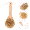 SAFIGLE Body Scrubber Exfoliating Bath Brush with Wooden Handle for