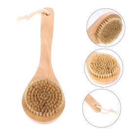 SAFIGLE Body Scrubber Exfoliating Bath Brush with Wooden Handle for Adults Gentle Shower Brush with Soft Bristles for Exfoliation and Massage for Bathing and Clean Skin