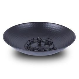 Rain Chain Anchoring Basin Metal Bowl Downspout Gutters Decorative Fountain Dish Display for Outdoor Garden, Lawn and Patio Water Feature 10.66 Inches Dia, Matte Black