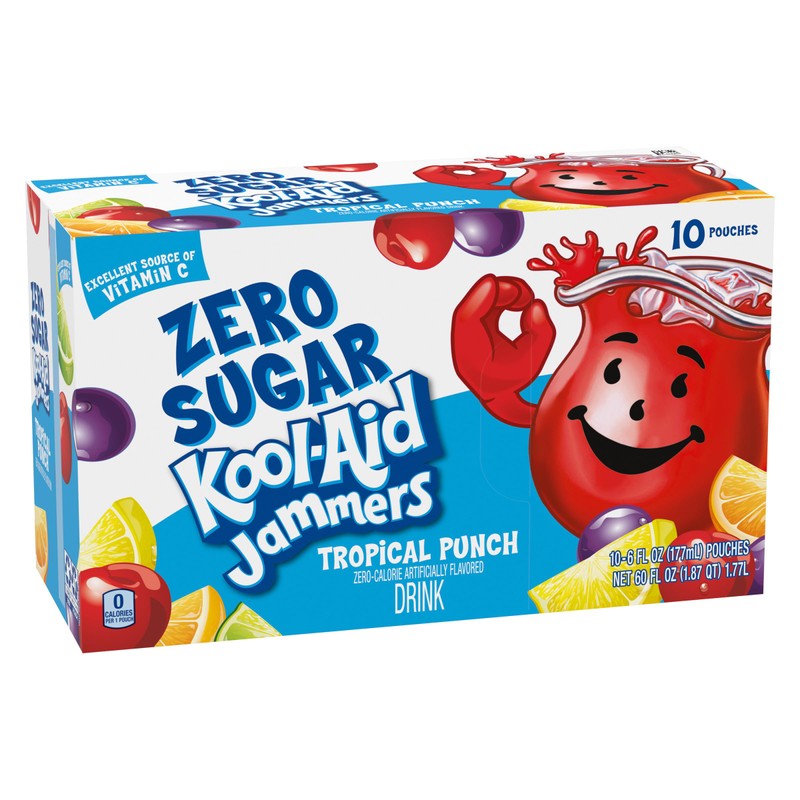 Kool-Aid Jammers Tropical Punch Zero Sugar Artificially Flavored Soft Drink,