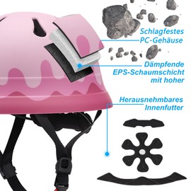 JCrunaway Children's Skater Helmet, Helmet Child 2-8 Years, Bicycle Helmet, Super Light, Pink, Adjustable Unisex Children Girls Boys Protective Helmet for Skateboard Scooter & Ride Scooter, Weighs