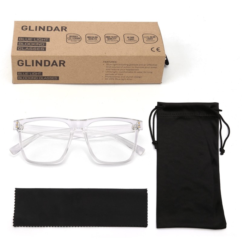 GLINDAR Blue Light Blocking Glasses for Women Men Oversized Square