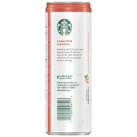 Starbucks - RTD Coffee, Refreshers with Cocounut Water, Peach Passion Fruit, 12 fl oz. cans (12 Pack) (Packaging May Vary)