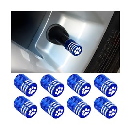Zpana Car Tire Valve Stem Caps, 8PCS Dog Paw Aluminum Alloy Vehicle Air Covers with Rubber Ring Gasket, Leak-Proof Automotive Wheel Rim Protector, Universal for SUVs, Motorcycles, Trucks (Blue)