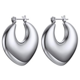 PROSTEEL Women's Small Hoop Earrings Stainless Steel / 18 K Gold-Plated Huggie Hoop Earrings U Shape / Heart Shape Hoop Earrings Accessory for Mother's Day Valentine's Day, Stainless Steel, No