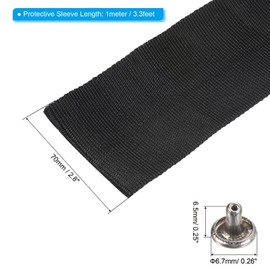 PATIKIL Winch Rope Protector 2m/6.56ft, Polyester Protective Sleeve with Buckle Universal for 7cm/2.76in Width Cable Line, Black