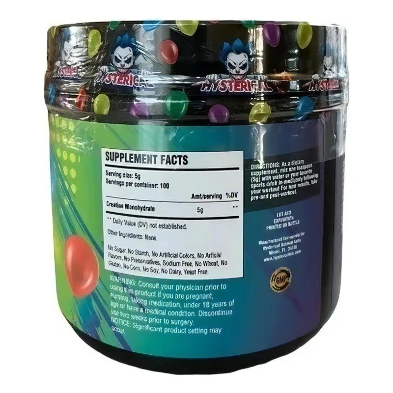 Creatina Monohidratada Hysterical 1.1 Lb 500g 100 Servicios Sabor Sin