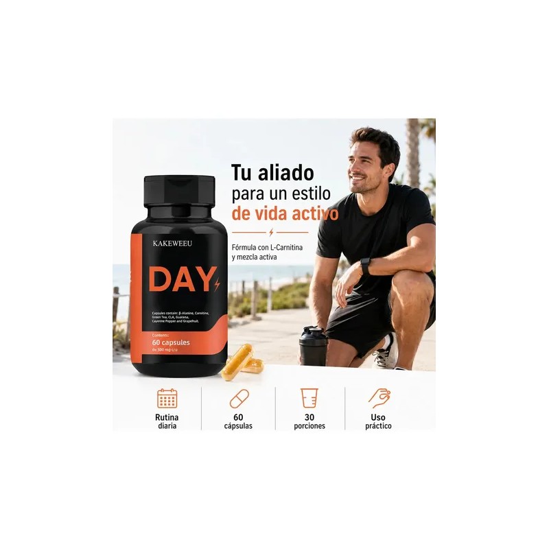 Quemador Grasa Day Carnitina Cla Guaraná Verde Magnesio Zinc Jengibre