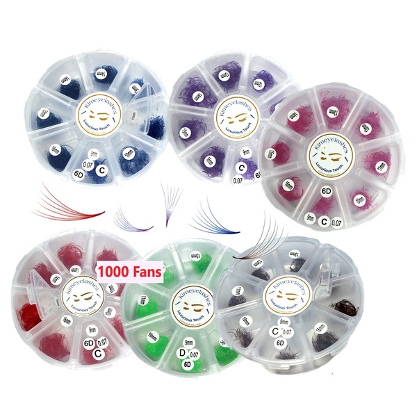 Kimeyelashes 1000 Color Premade Fans Eyelash Extensions 6D C and