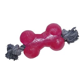 Gloria TPR Pink Rubber Bone with Rope (Small), One Size