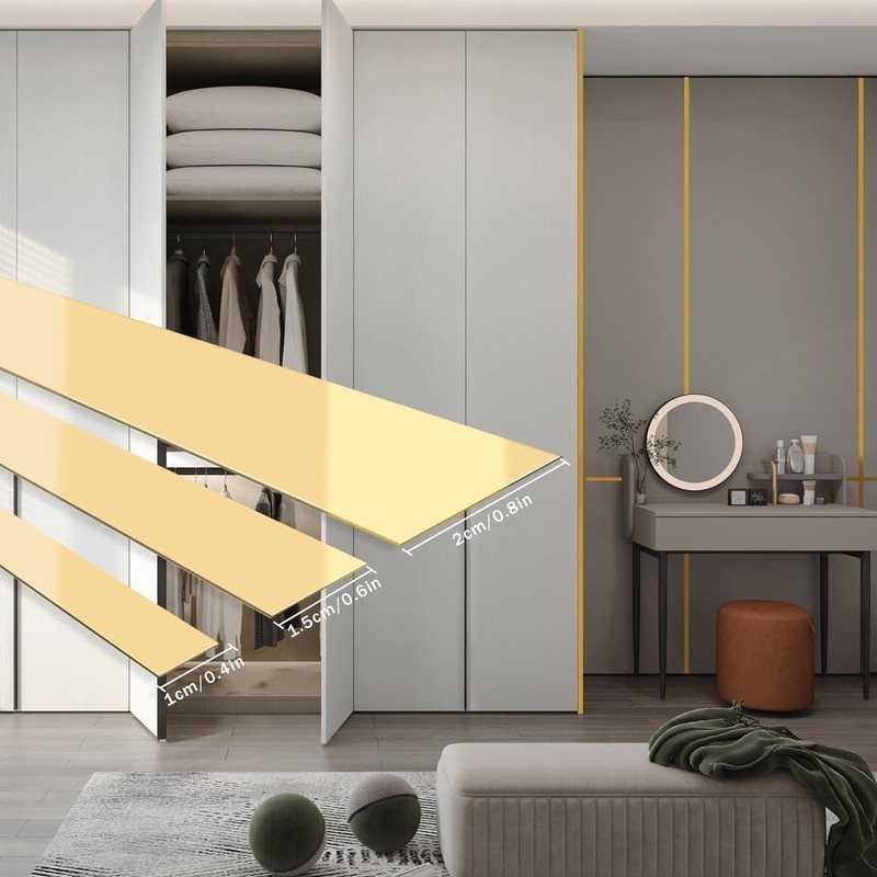 Gold Metalized Mirror-Like Finish Peel and Stick Wall Trim Molding