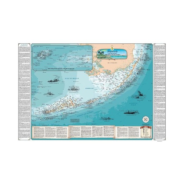 Sealake Products Map of Florida Keys Shipwreck Chart - Explore Hidden Treasures & Shipwrecks from Soldier Key to The Dry Tortugas (Laminated)