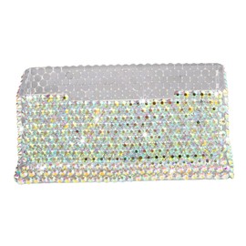 Fashion Premium AB White Crystal Desktop Business Card Holder,Exclusive Blingbling Name Card Case,Rhinestone Card Box For Women(AB White)