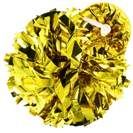 Danzcue Pack of 2 Cheerleading 6 Inches Metallic Pom Pom with Dowel Handle, Gold