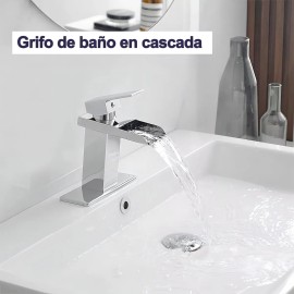 Llave Monomando Banna Acero Inoxidable Cascada Para Lavabo Acabado Brillante