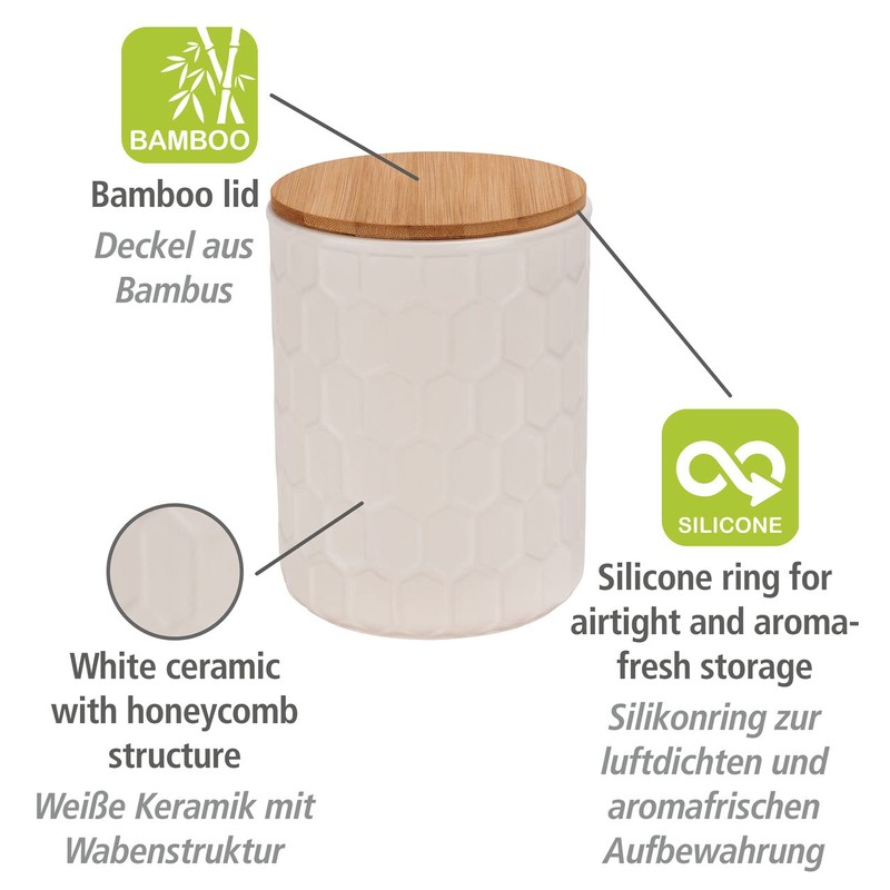 WENKO Maya Storage Tin Made of High-Quality White Ceramic with