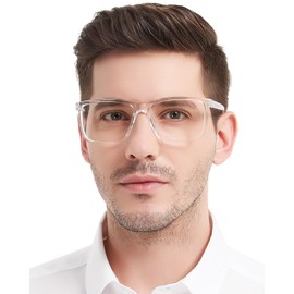 MARE AZZURO Blue Light Blocking Reading Glasses 3.5 Men Oversized Computer Readers 1.00 1.25 1.50 1.75 2.00 2.25 2.50 2.75 3.00 3.50 4.00 5.00 6.00 (Transparent, 350)
