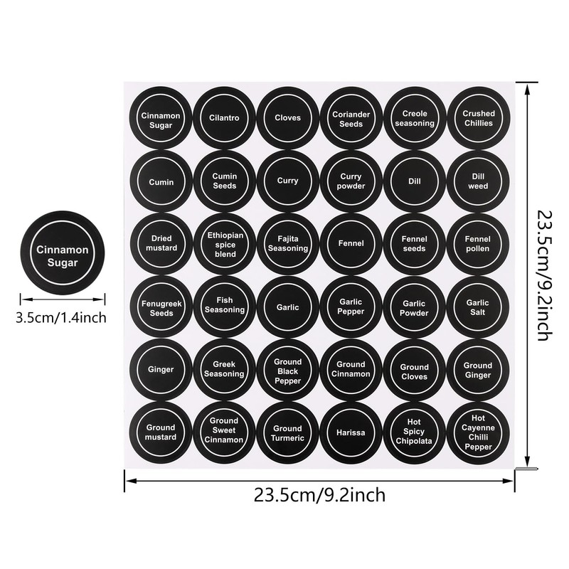 Black Spice Jar Labels Removable Spice Labels Stickers for Kitchen