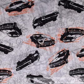 Benartex David Bargains Time of your Life RN 05510 BonEful Fabric FQ Cotton Quilt Gray Black Orange Sports Race Car USA State Print