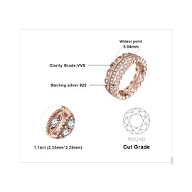 JewelryPalace 14K Rose Gold Plated 925 Sterling Silver Ring Sets for Women, Cubic Zirconia Promise Rings for Her, 3pcs CZ Simulated Diamond Stackable Rings Wedding Eternity Bands for Women 6H