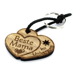 Lieblingsmensch Lieblingsmensch Schlüsselanhänger aus Holz Modell: Beste Mama im Universum Keyring, 12 cm, Brown (Braun)