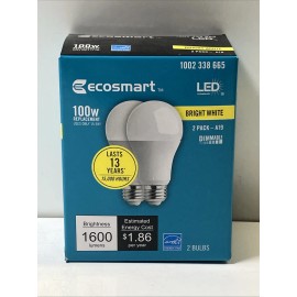 EcoSmart Lot Of (4) Ecosmart 100 Watt Equivalent Dimmable LED Bulb Bright White 2 Pk