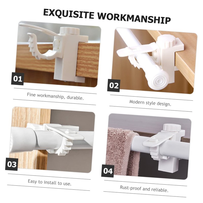 STOBAZA Curtain Rod Brackets No Drill 2 Pack White Pp