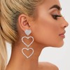 EVER FAITH Wedding Large Statement Heart Earrings, Stunning Rhinestone Round