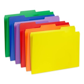 Blue Summit Supplies Plastic File Folders, 1/3 Cut Tab, Heavy Duty Multi Colored Poly Folders, Letter Size, 30 Pack