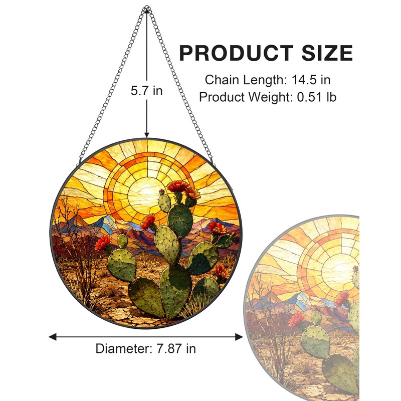Stained Glass Window Hanging, Tempered Glass Garden Suncatcher 7.8"