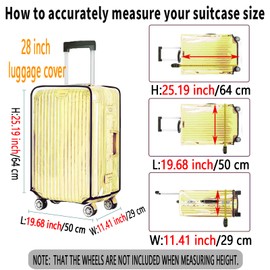 GigabitBest 28 Inch Clear PVC Luggage Cover, 0.2mm Thick Lightweight Waterproof, Dustproof, Anti-Scratch Suitcase Cover, Luggage Covers for Suitcase TSA Approved, Fits 28"-29" Wheeled Luggage