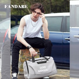 FANDARE Women's Travel Bags Men's Sports Bag Hand Luggage Classic Sports Bags Weekender Shoulder Bag Overnight Sports Bag Weekender Hospital Bag Swimming Bag Training Bag Tote Bag, gray