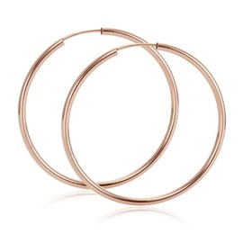 Materia Women’s /Children’s Thin Hoop Earrings, Silver, 925 Rose Gold Plated, Flexible, 25 / 35 / 55 mm, Made In Germany, Gold-Plated Silver, Rose-Gold