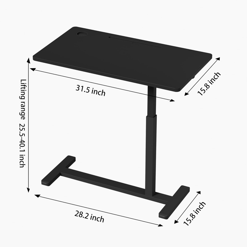 Serxis Side End Table Height Adjustable with 360° Moveable Hidden