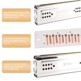 Both Sides Harmonica Tremolo C and G Key Double Tone 24 Holes Polyphonic Harmonica Mouth Organ for Professionals,Adults, Beginners (SW24-2)