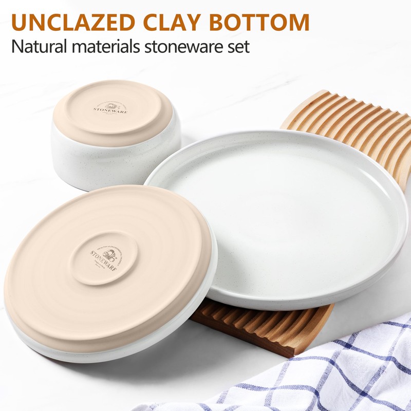 LIANYU 18-Piece Dinnerware Sets for 6, Stoneware Dinner Plates and