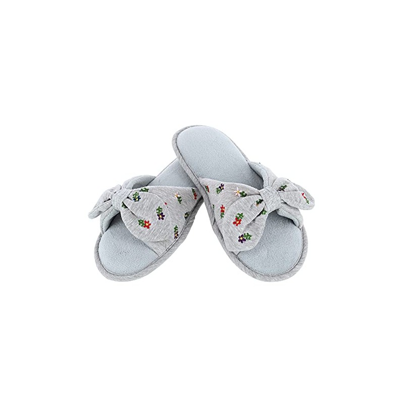 isotoner Womens Recycled Embroidered Jersey Tie Slide, Heather Grey, 8.5-9