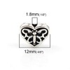 PEPPERLONELY 50pc Antique Silver Alloy Spacers Heart Butterfly Beads 12