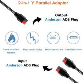 KarlKers Anderson Y Parallel Combiner Cable with Reverse Current Protection High Power Pole Port Connector Charge Portable Power Station Compatible with Goal Zero Jackery Anderson Powerpole Connector