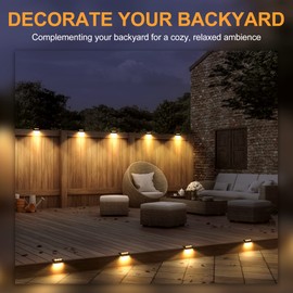 SOLPEX Solar Fence Lights, 6 LEDs Solar Lights Outdoor Waterproof Solar Powered for Deck, Stair, Front Porch, Balcony, Walkway, Garden, Yard, Patio, Pool Decor, IP65 Waterproof (16 Pack, Warm White)